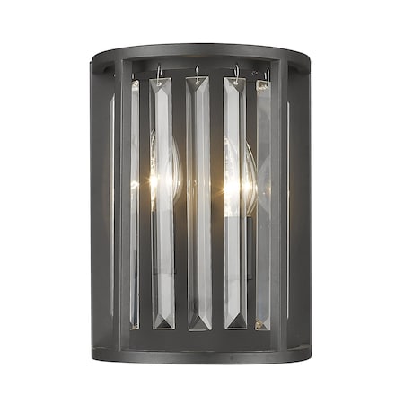 Monarch 2 Light Wall Sconce, Bronze & Clear